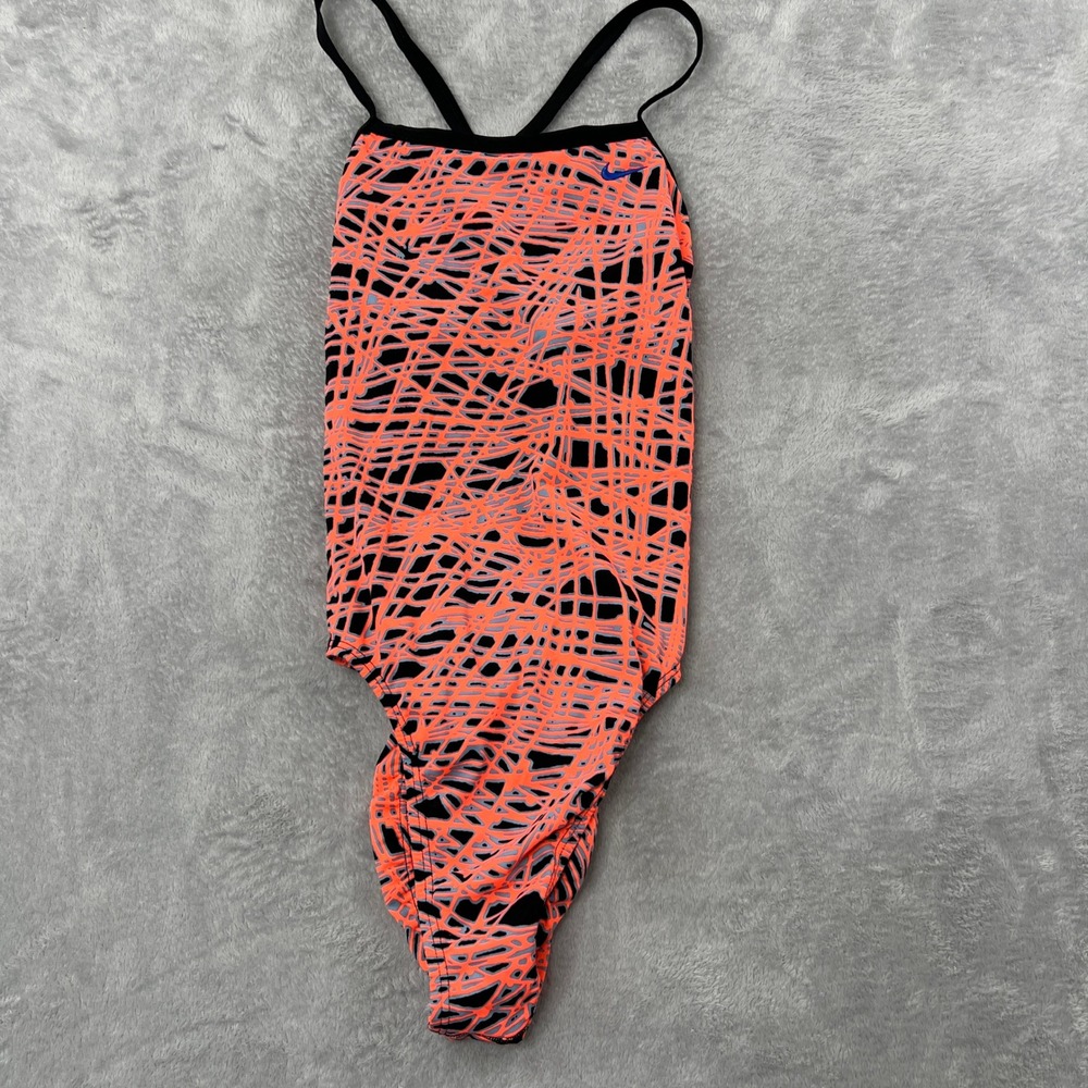 Nike Women’s One-Piece Swimsuit in Coral and Black Abstract Print